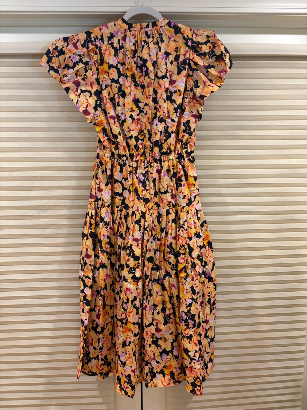 NWOT Ulla Johnson Floral Midi Dress with Orange & Pink Blooms, Size US 6 - Picture 6 of 9